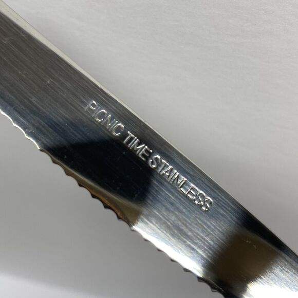 12 Pc. Picnic Time Flatware Silverware White Stainless Steel Dining Holiday - Picture 5 of 7